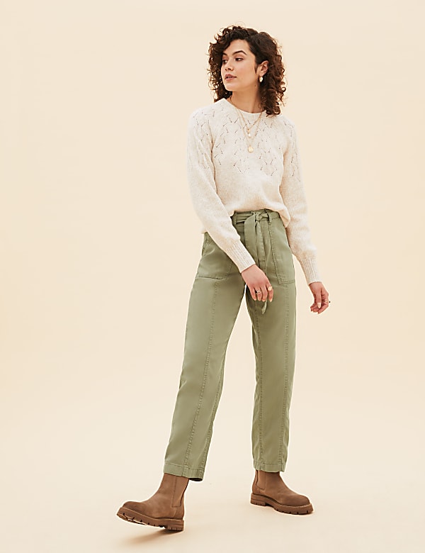 Tencel™ Blend Straight Leg Trousers