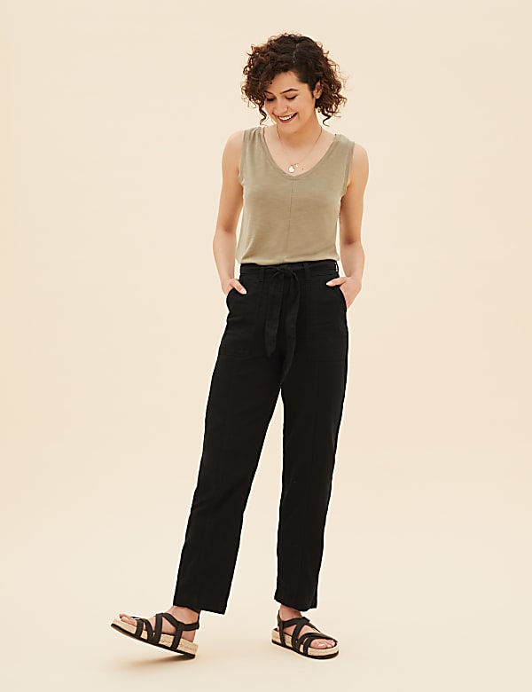Tencel™ Blend Straight Leg Trousers