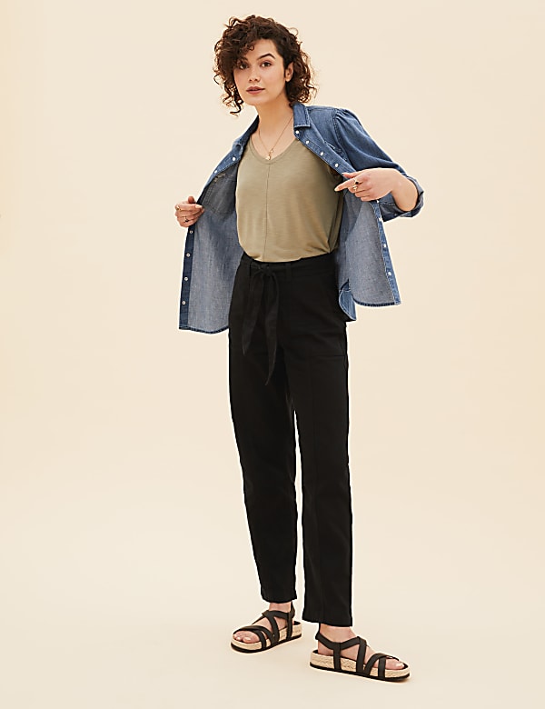 Tencel™ Blend Straight Leg Trousers