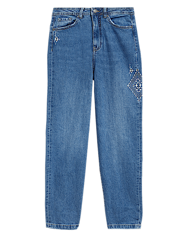 Mom High Waisted Ankle Grazer Jeans