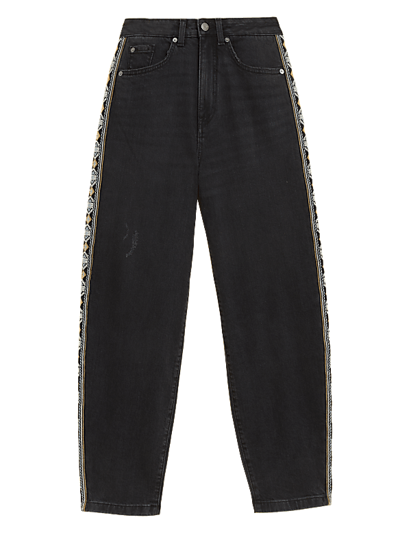 Mom High Waisted Embroidered Jeans