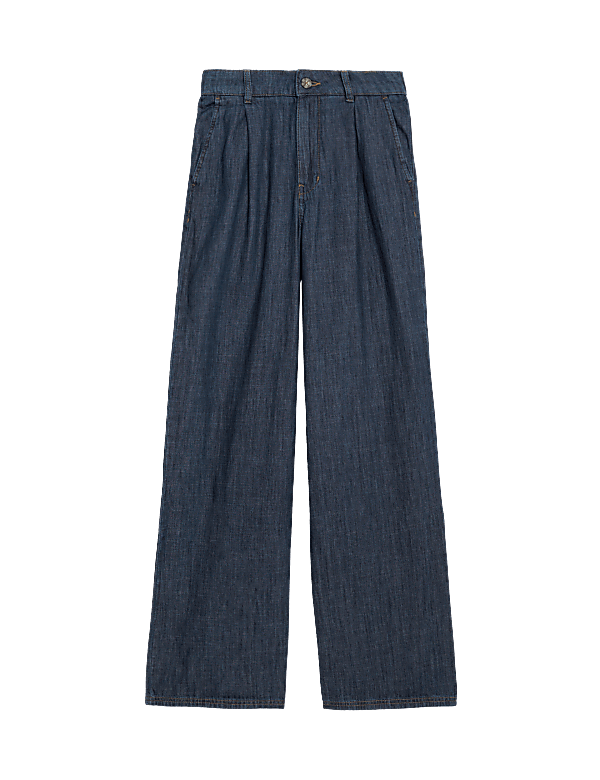 Pure Cotton High Waisted Wide Leg Jeans