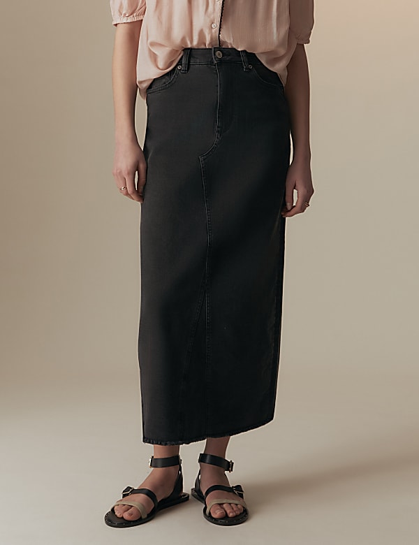Denim Split Back Maxi Skirt - VN