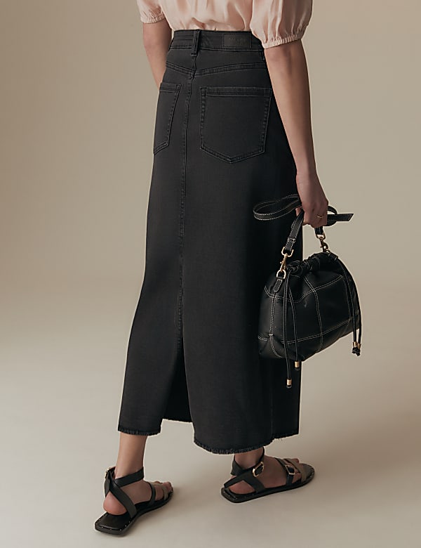 Denim Split Back Maxi Skirt - VN