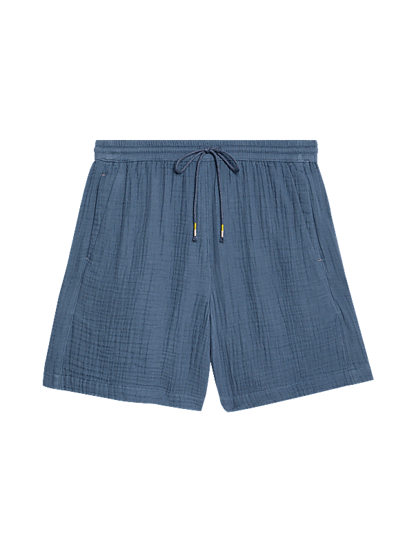 Pure Cotton Textured High Waisted Shorts