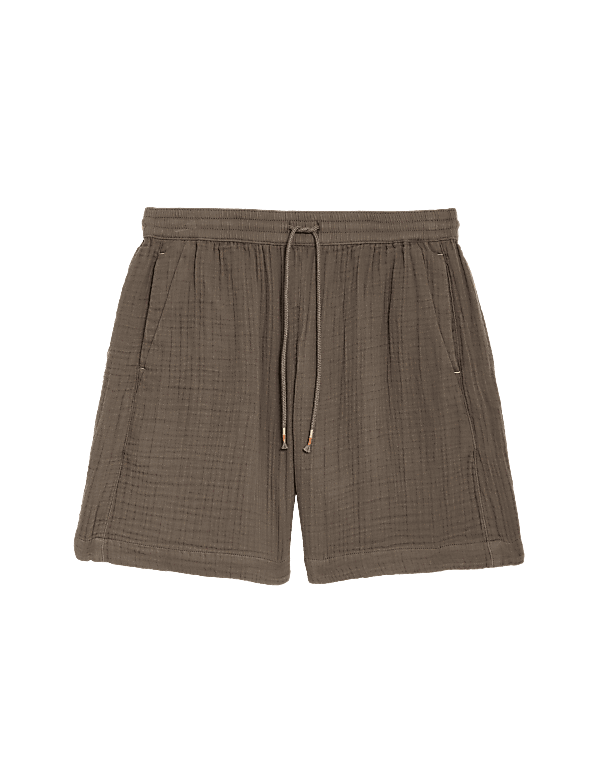 Pure Cotton Textured High Waisted Shorts