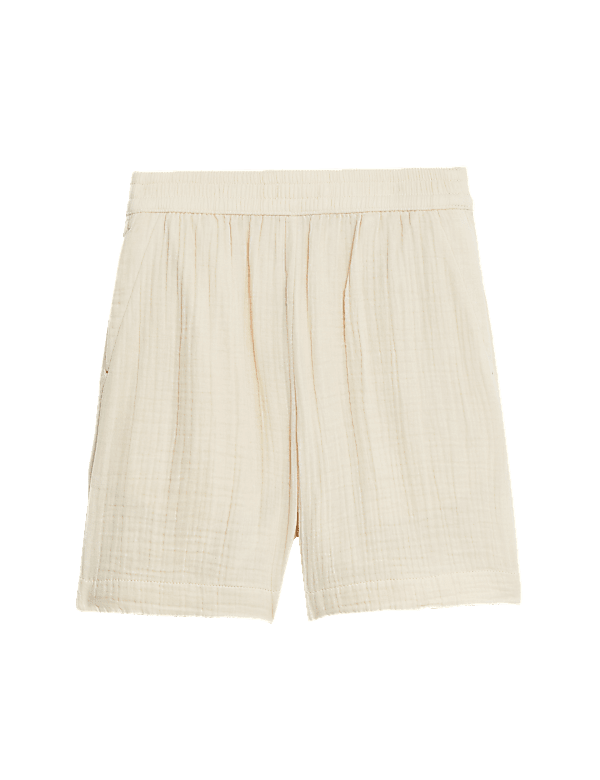 Pure Cotton Textured High Waisted Shorts