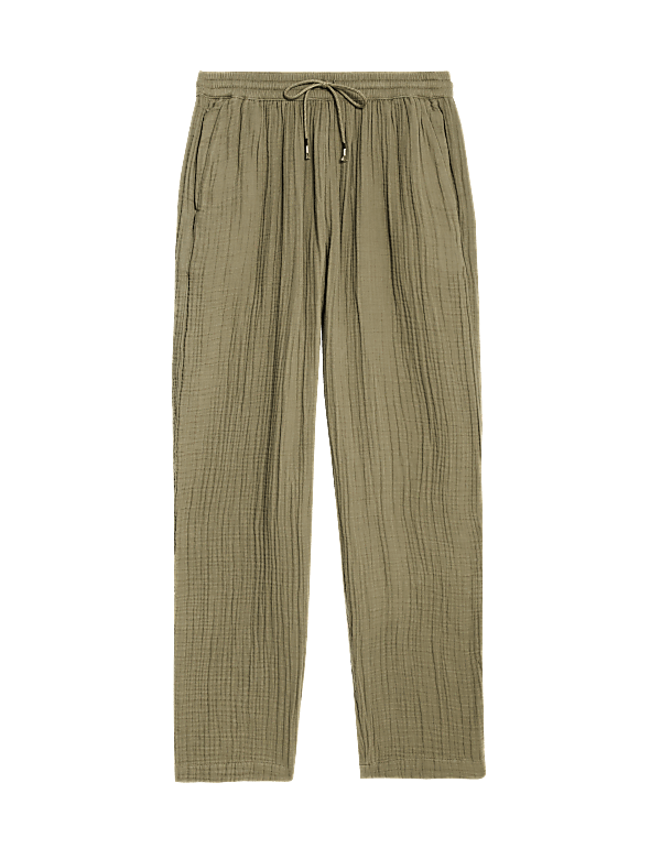 Pure Cotton Textured Tapered Trousers