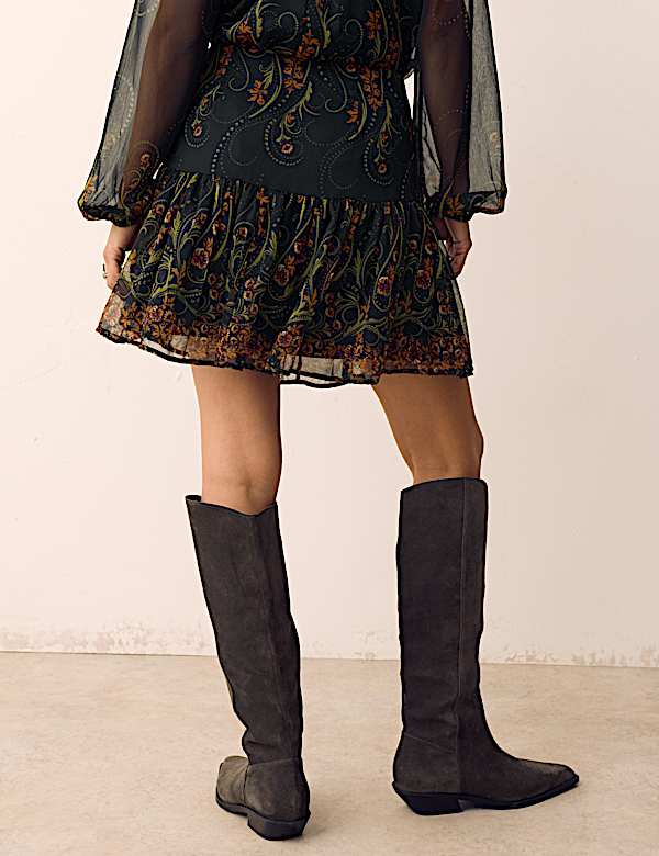 Floral High Waisted Mini Tiered Skirt - MX