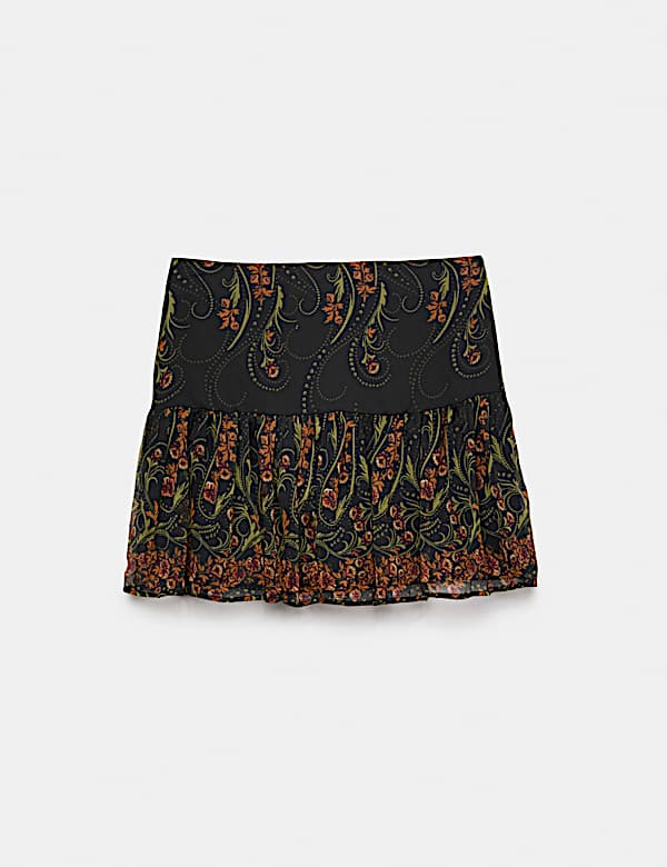 Floral High Waisted Mini Tiered Skirt - MX
