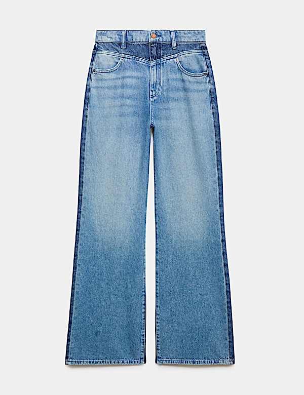 Jeans Bootcut Dua Warna Berpotongan Pinggang Sedang Campuran Lyocell - ID