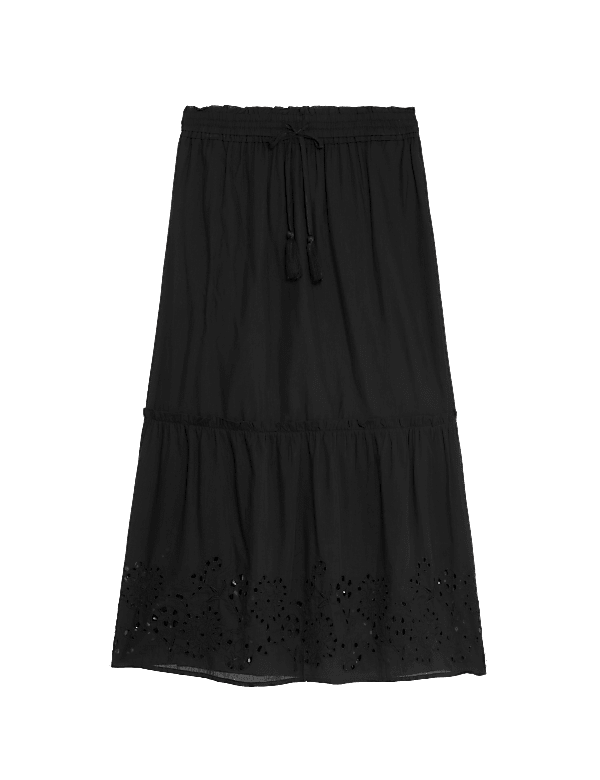 Cotton Rich Broderie Midaxi Tiered Skirt