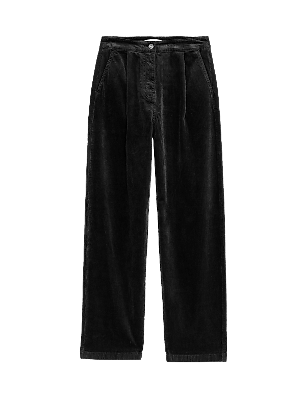 Cord Pleat Front Relaxed Trousers with Modal