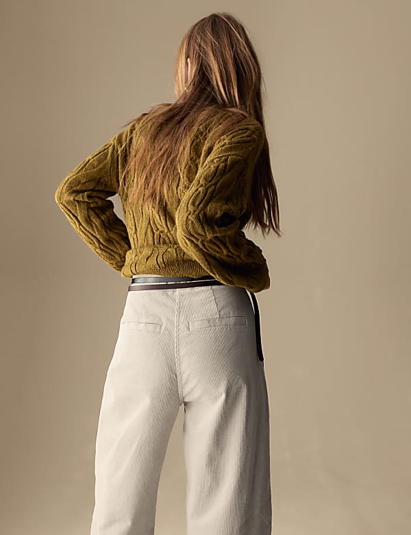 Cord Pleat Front Relaxed Trousers with Modal