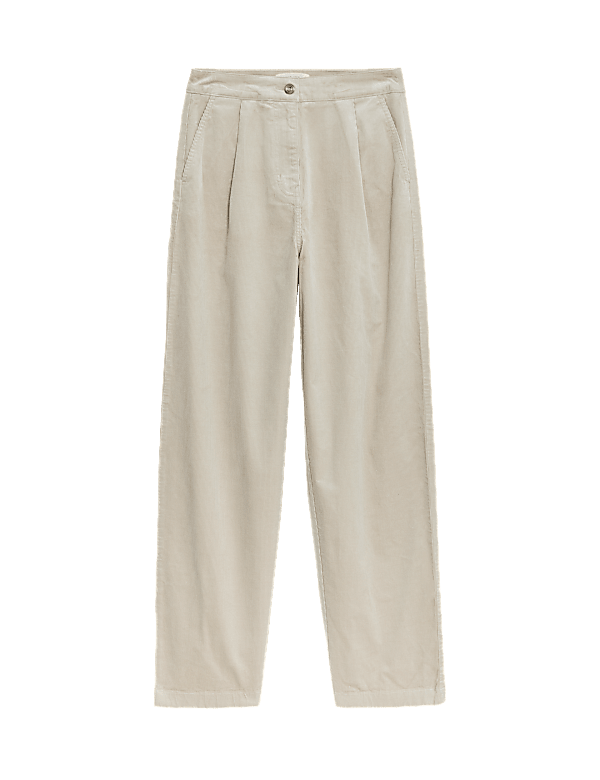 Cord Pleat Front Relaxed Trousers with Modal
