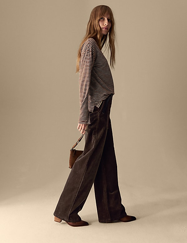 Ladies brown wide leg trousers shop