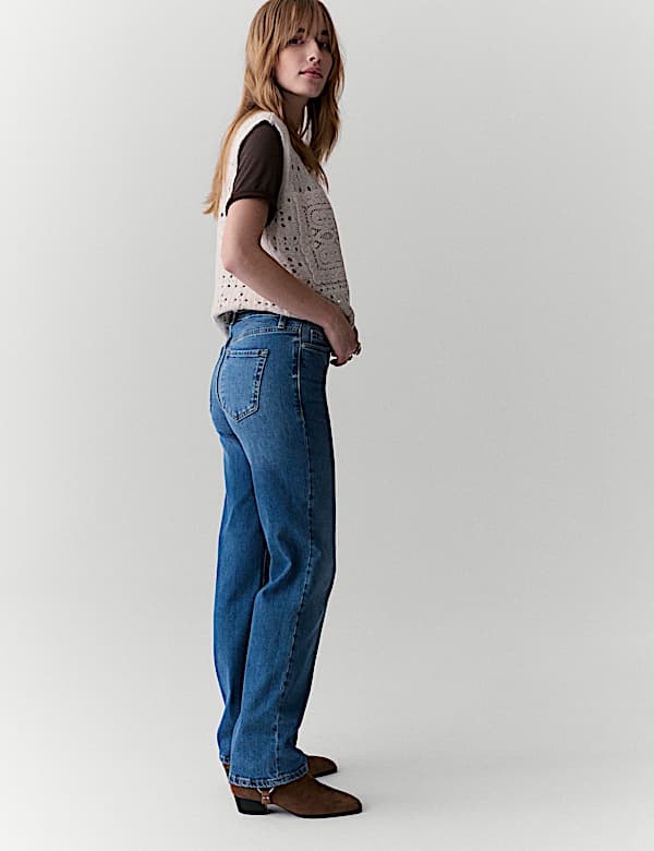 Mid Rise Straight Leg Ankle Grazer Jeans
