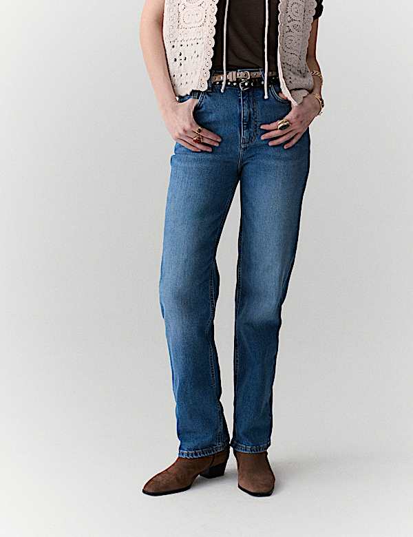 Mid Rise Straight Leg Ankle Grazer Jeans