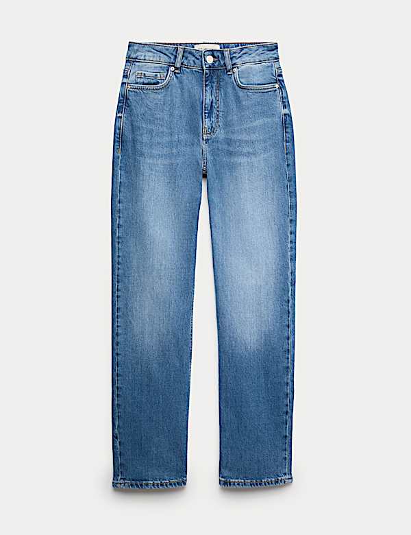 Mid Rise Straight Leg Ankle Grazer Jeans - CZ