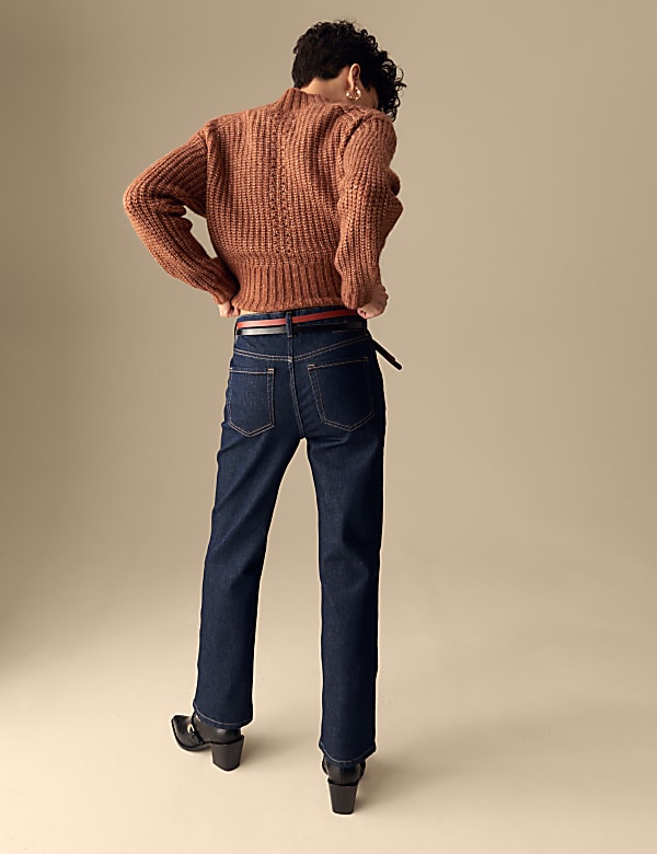Mid Rise Straight Leg Ankle Grazer Jeans - JE