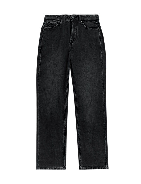 Mid Rise Straight Leg Ankle Grazer Jeans