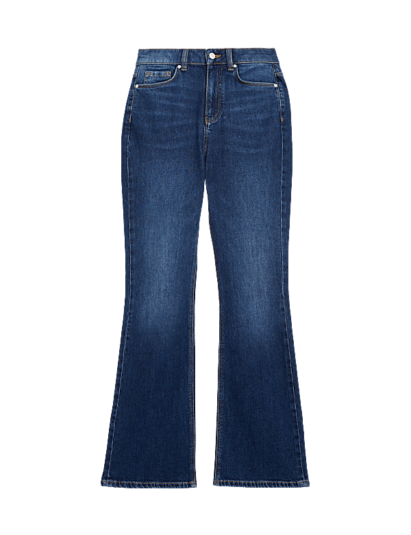 Cotton Rich High Waisted Flared Jeans