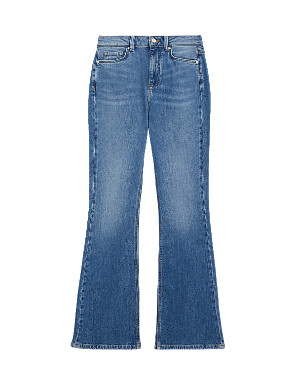 Cotton Rich High Waisted Flared Jeans