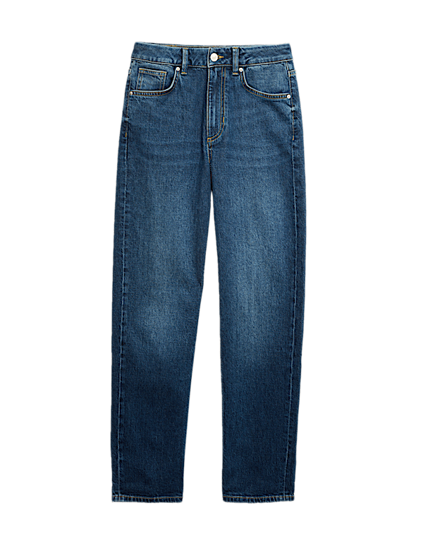 Girlfriend Mid Rise Turn Up Jeans with Lyocell