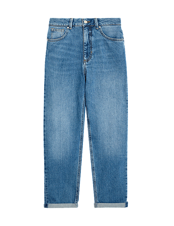 Girlfriend Mid Rise Turn Up Jeans with Lyocell