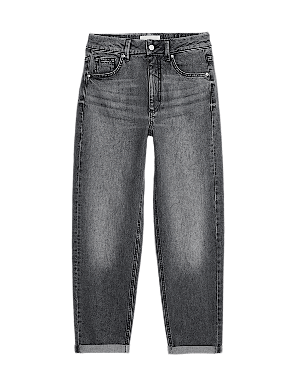 Girlfriend Mid Rise Turn Up Jeans with Lyocell