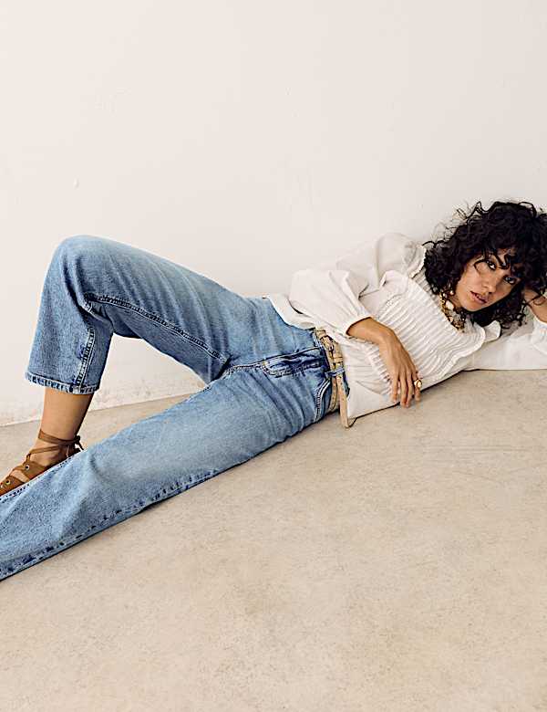 Girlfriend Mid Rise Turn Up Jeans with Lyocell - CZ