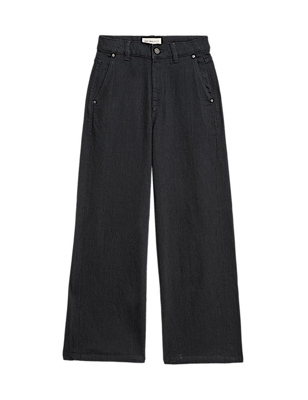 Lyocell Blend High Rise Wide Leg Jean