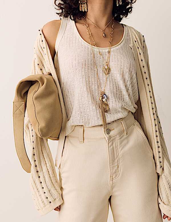 Jean taille haute coupe large en Lyocell - FR