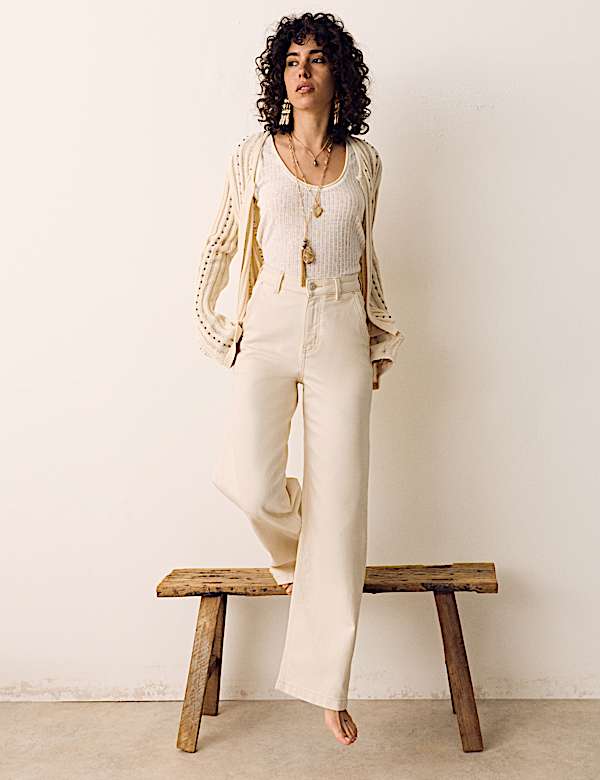 Jean taille haute coupe large en Lyocell - FR