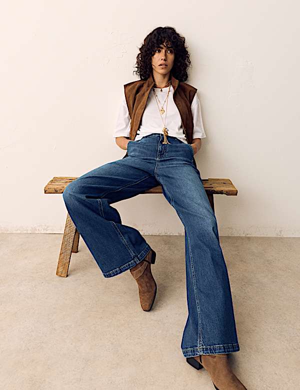 High Waisted Wide Leg Jeans with Lyocell - KR