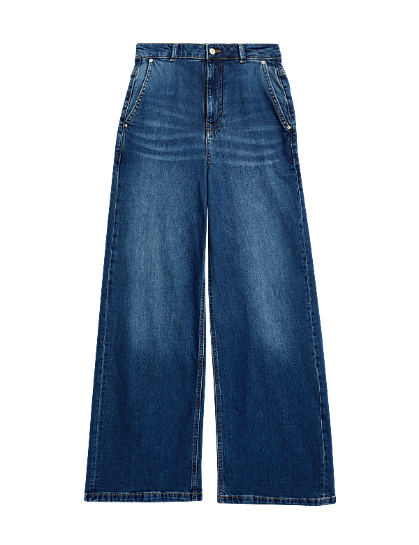 Lyocell Blend High Rise Wide Leg Jean