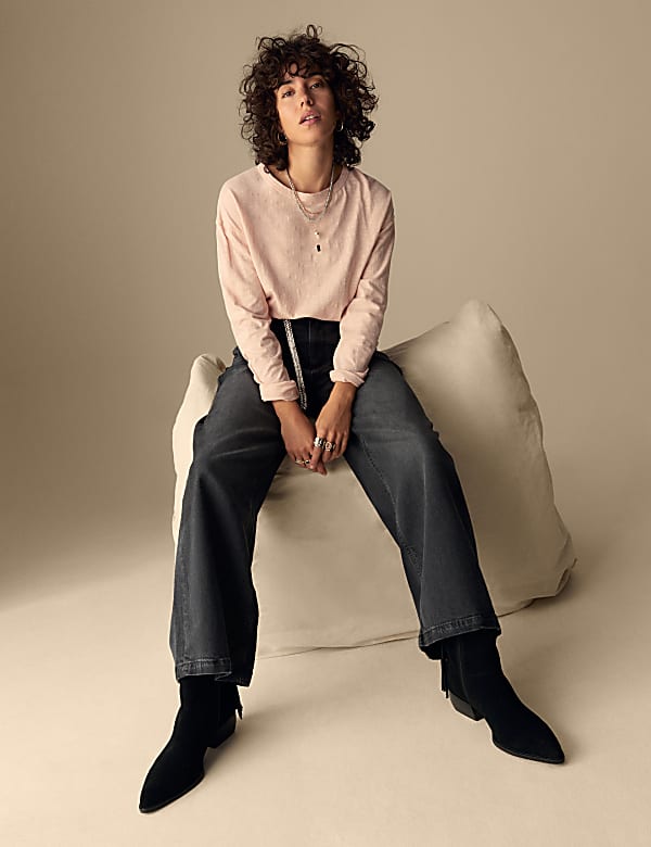 High Waisted Wide Leg Jeans with Lyocell - NO