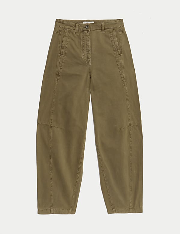 Pure Cotton Seam Detail Barrel Leg Trousers - CA