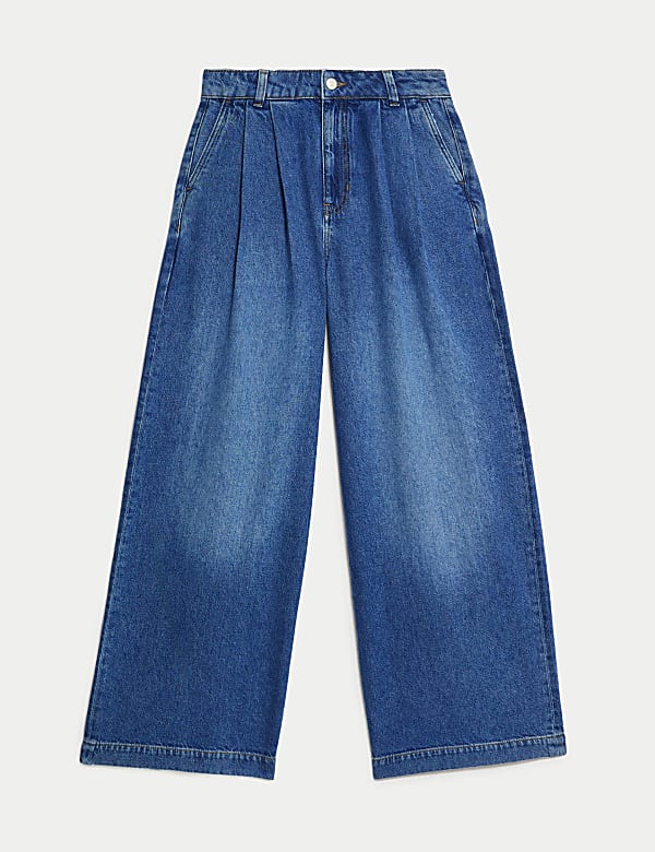 Lyocell Rich Pleat Front Wide Leg Jeans - TW