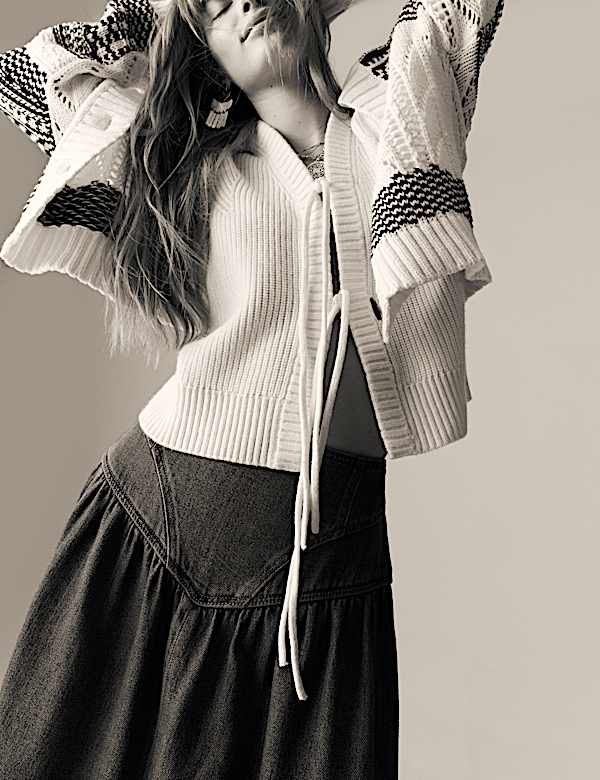 Denim Panelled Midaxi Skirt - VN