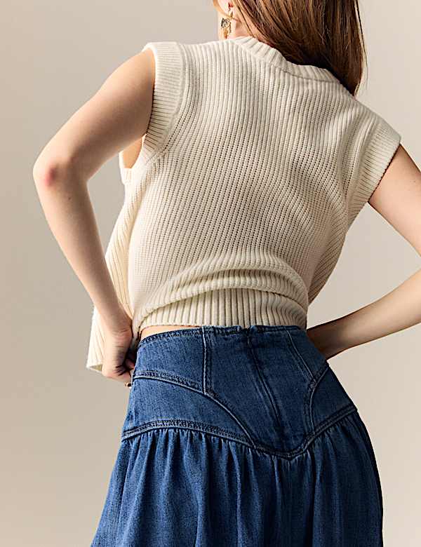 Denim Panelled Midaxi Skirt - VN