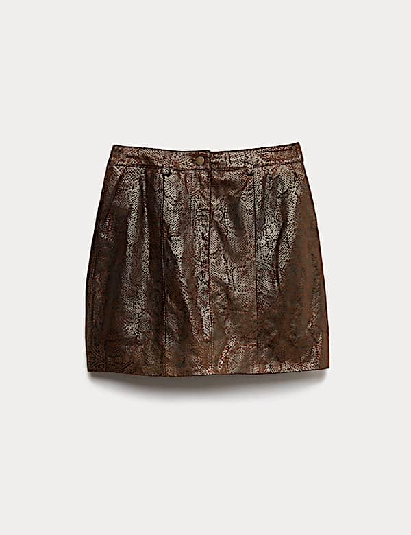 Leather Snake Print Mini Skirt - KG