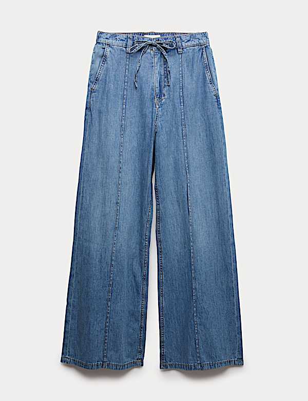 Denim Pintuck Wide Leg Jeans - NL