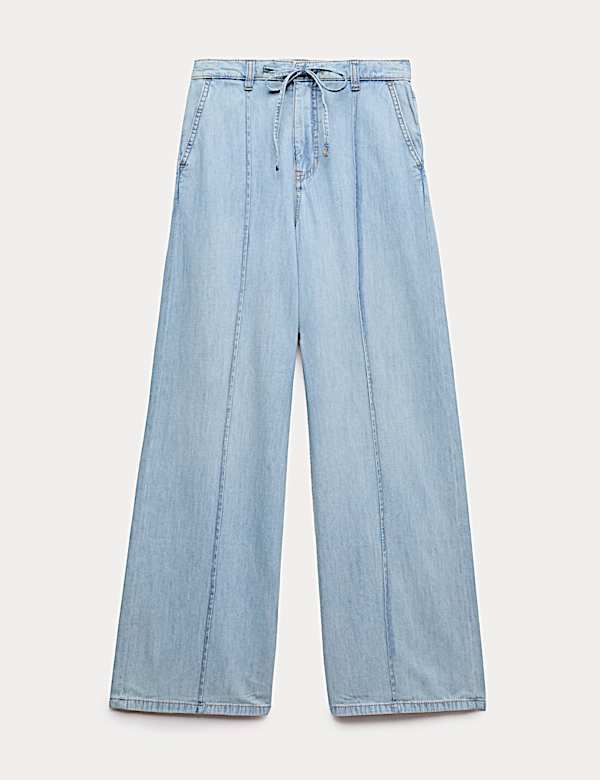 Denim Pintuck Wide Leg Jeans - GR