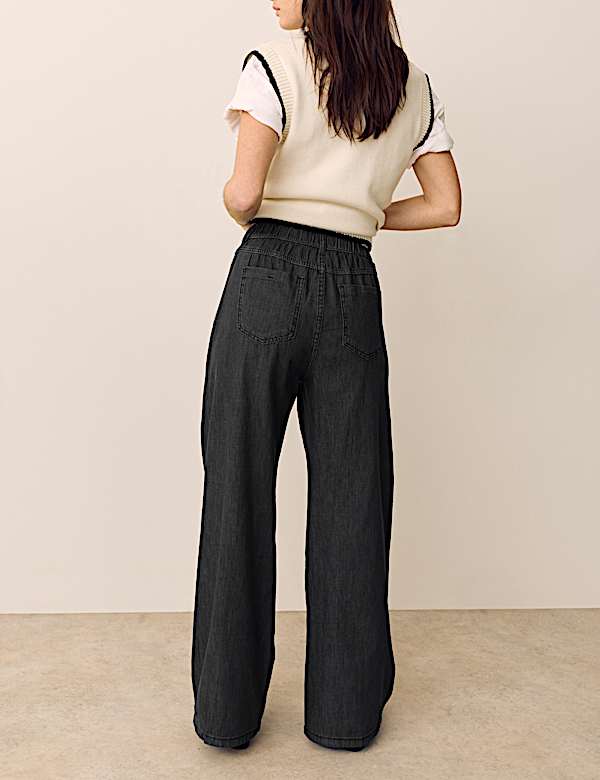 Denim Pintuck Wide Leg Jeans - GR