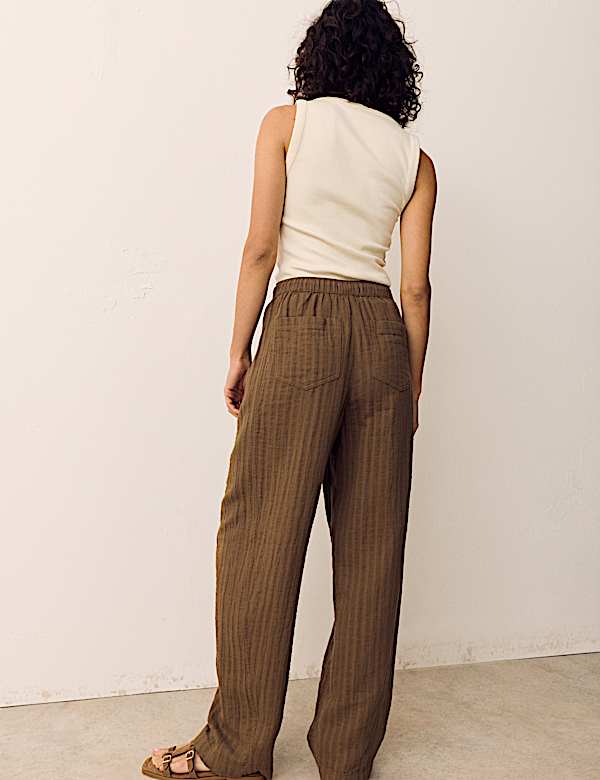Striped Tapered Trousers with Linen - CH