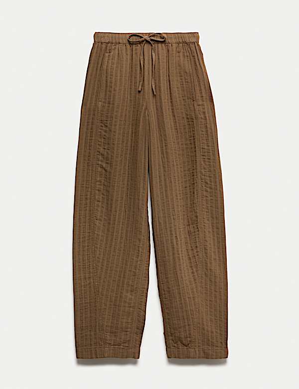 Striped Tapered Trousers with Linen - CH