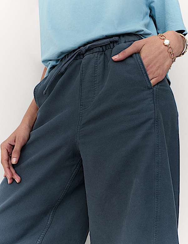 Cotton Rich Drawstring Barrel Leg Trousers - CN