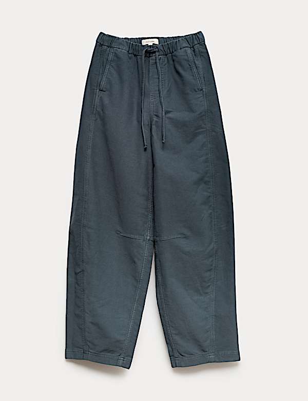 Cotton Rich Drawstring Barrel Leg Trousers - CN