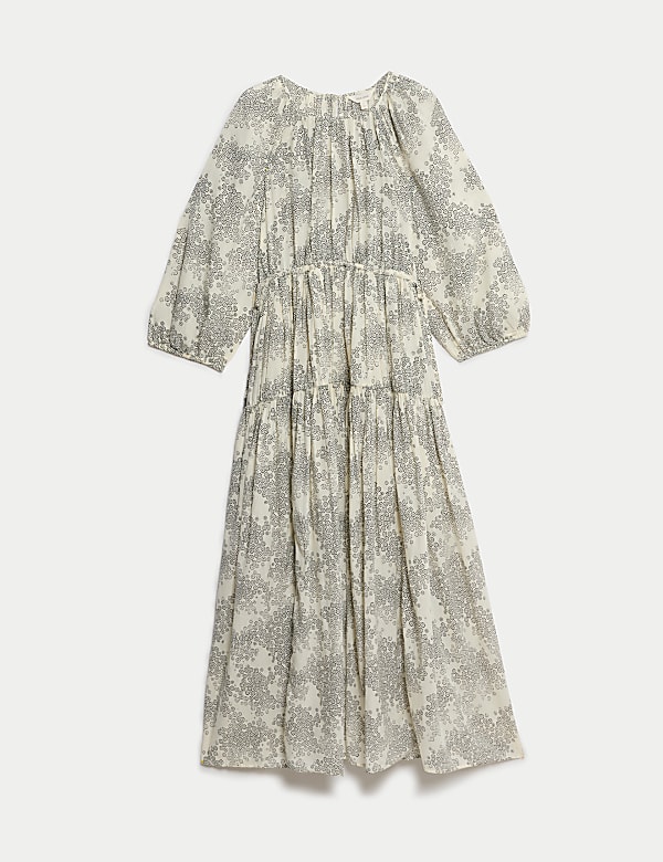 Robe maxi à volants en coton imprimé - LU